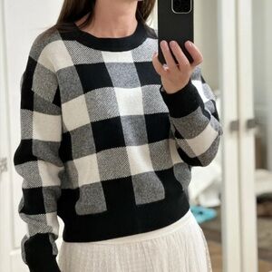 Women's Black Checkered Pullover Sweater size XS